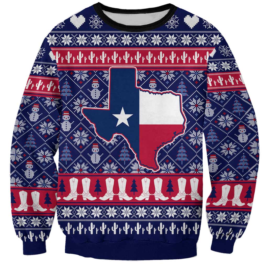 Christmas Texas Map Symbols Sweatshirt Xmas Holiday Patterns - Wonder Print Shop