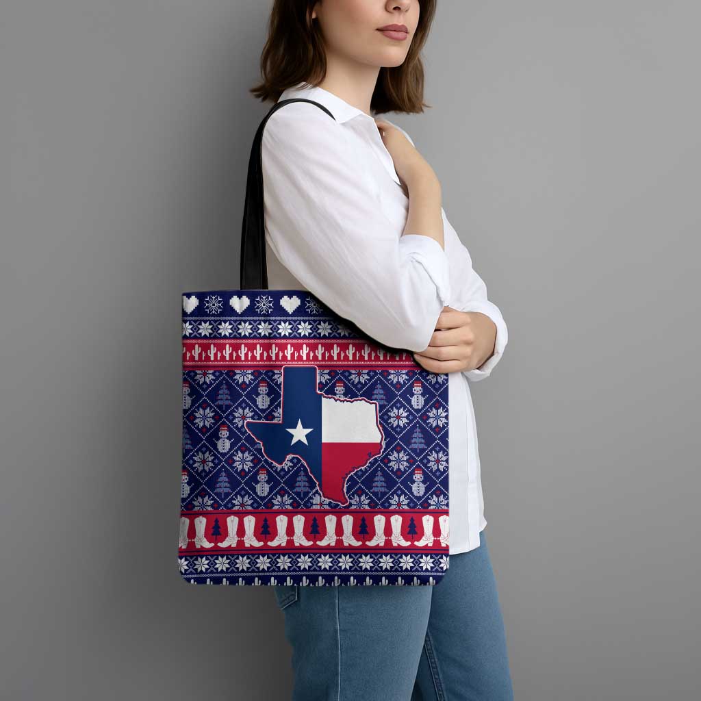 Christmas Texas Map Symbols Tote Bag Xmas Holiday Patterns - Wonder Print Shop