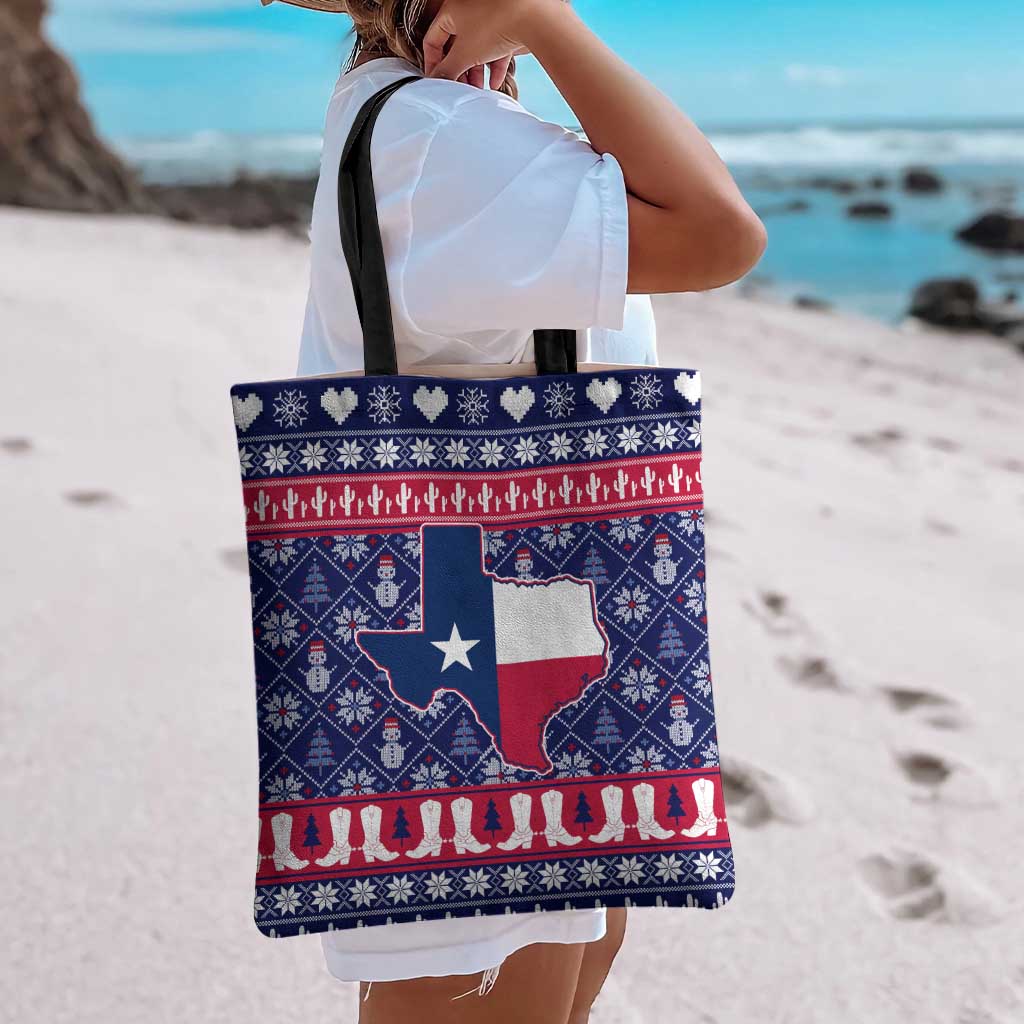 Christmas Texas Map Symbols Tote Bag Xmas Holiday Patterns - Wonder Print Shop