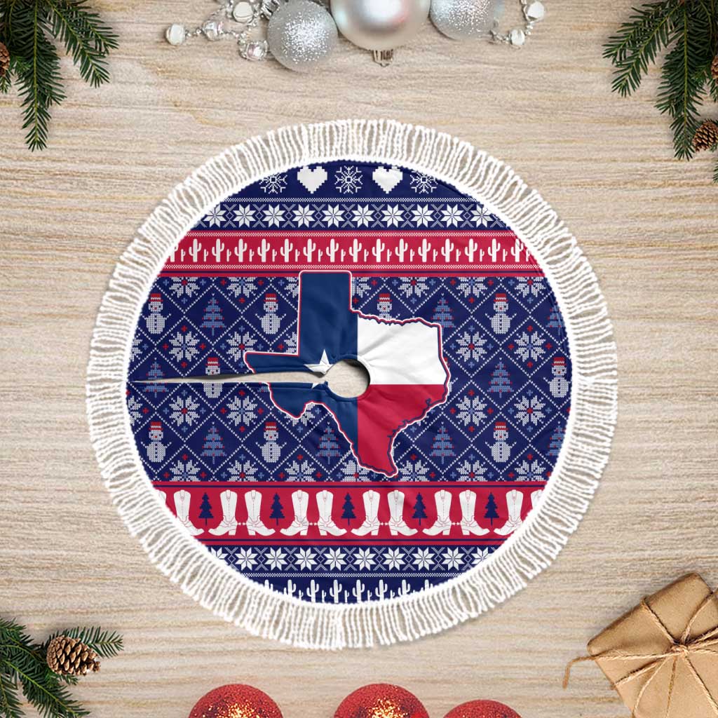 Christmas Texas Map Symbols Tree Skirt Xmas Holiday Patterns - Wonder Print Shop