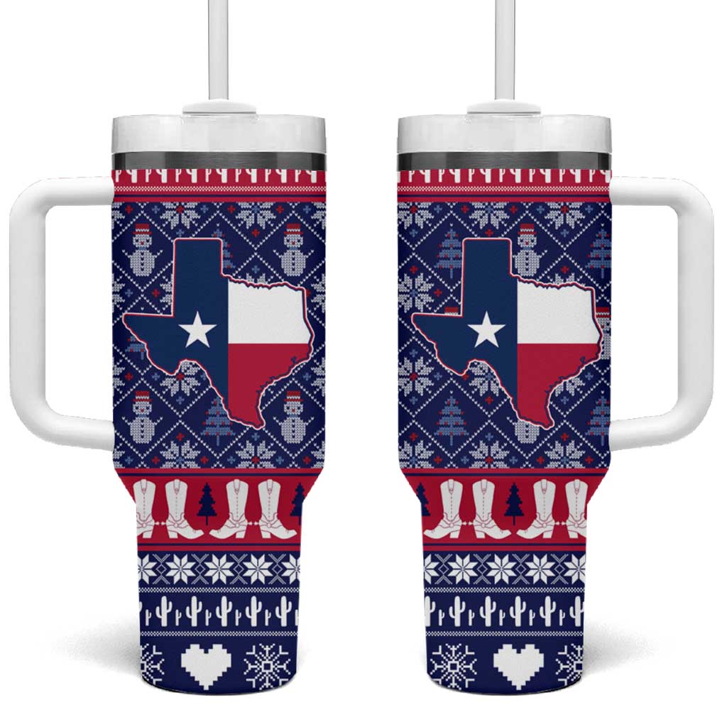 Christmas Texas Map Symbols Tumbler With Handle Xmas Holiday Patterns - Wonder Print Shop