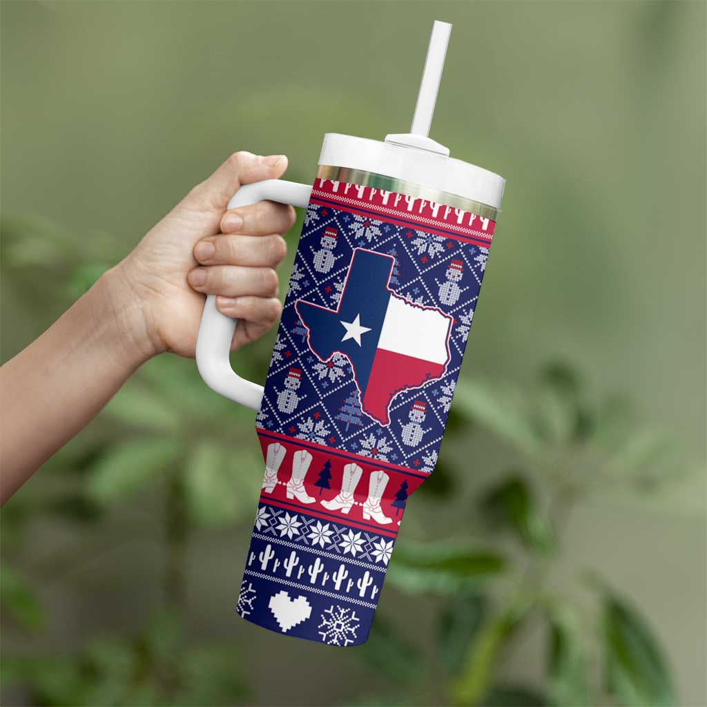 Christmas Texas Map Symbols Tumbler With Handle Xmas Holiday Patterns - Wonder Print Shop