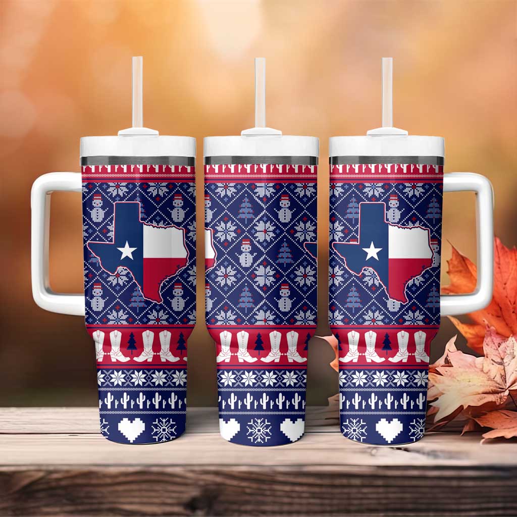 Christmas Texas Map Symbols Tumbler With Handle Xmas Holiday Patterns - Wonder Print Shop
