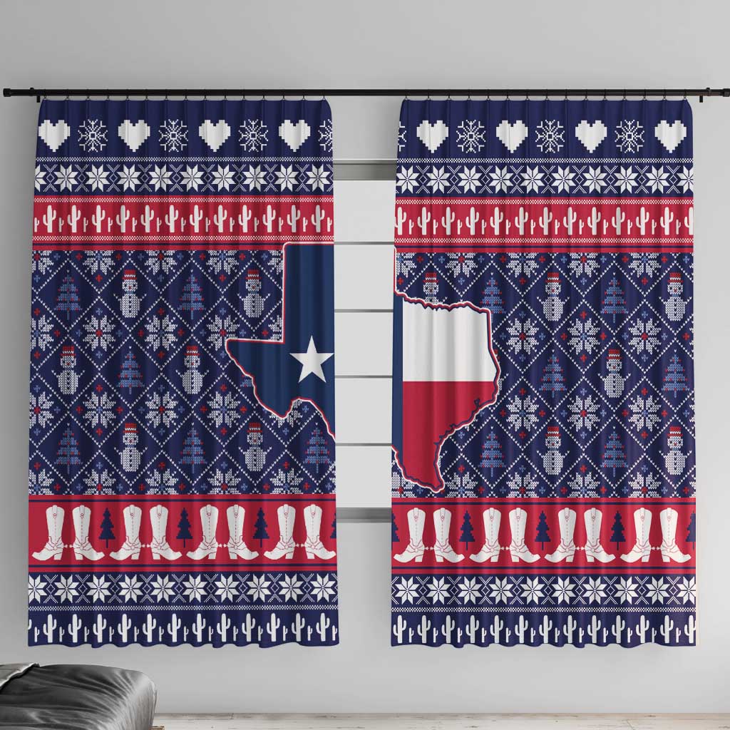 Christmas Texas Map Symbols Window Curtain Xmas Holiday Patterns - Wonder Print Shop