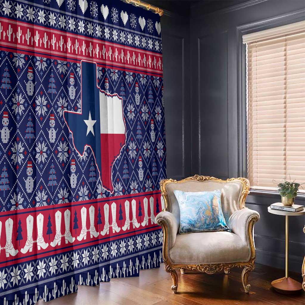 Christmas Texas Map Symbols Window Curtain Xmas Holiday Patterns - Wonder Print Shop