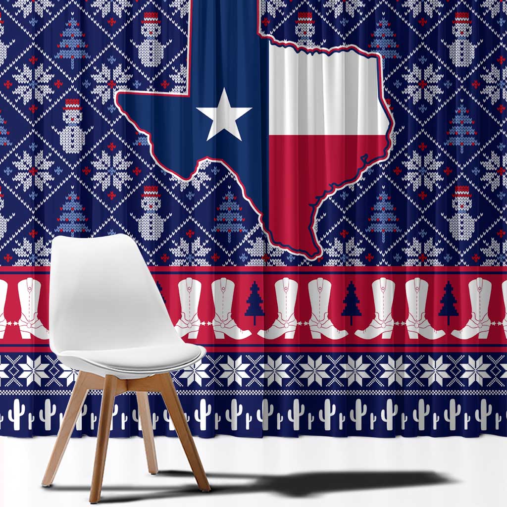 Christmas Texas Map Symbols Window Curtain Xmas Holiday Patterns - Wonder Print Shop