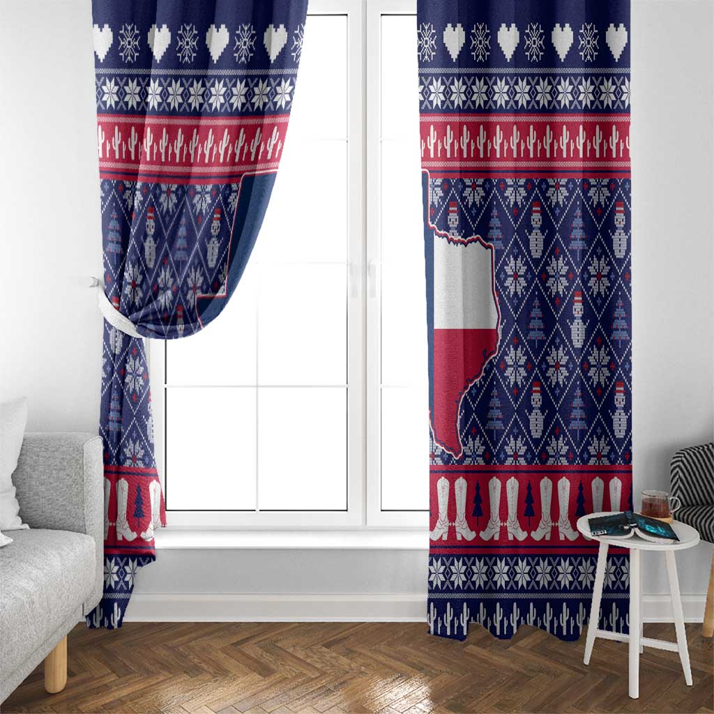 Christmas Texas Map Symbols Window Curtain Xmas Holiday Patterns - Wonder Print Shop