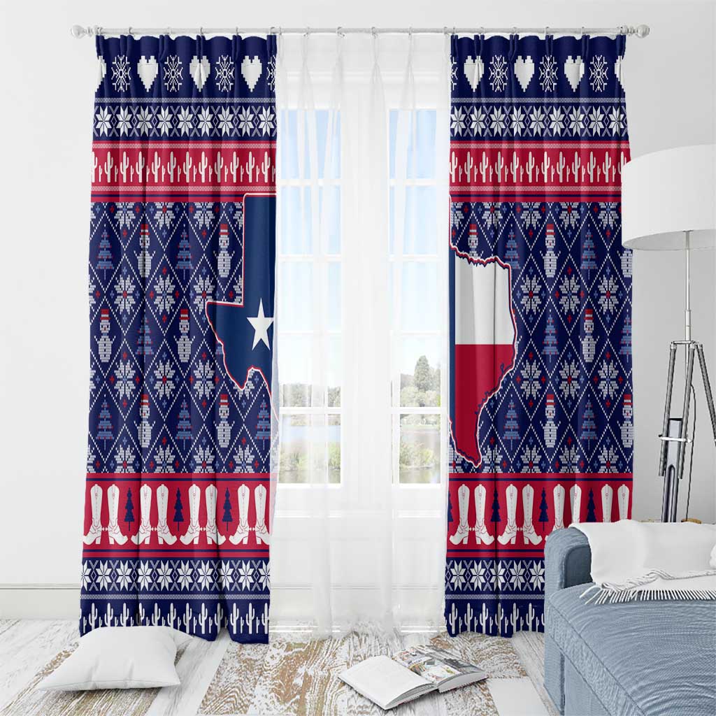 Christmas Texas Map Symbols Window Curtain Xmas Holiday Patterns - Wonder Print Shop