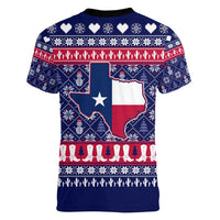 Christmas Texas Map Symbols Women V-Neck T-Shirt Xmas Holiday Patterns - Wonder Print Shop