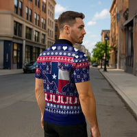 Christmas Texas Map Symbols Zipper Polo Shirt Xmas Holiday Patterns - Wonder Print Shop