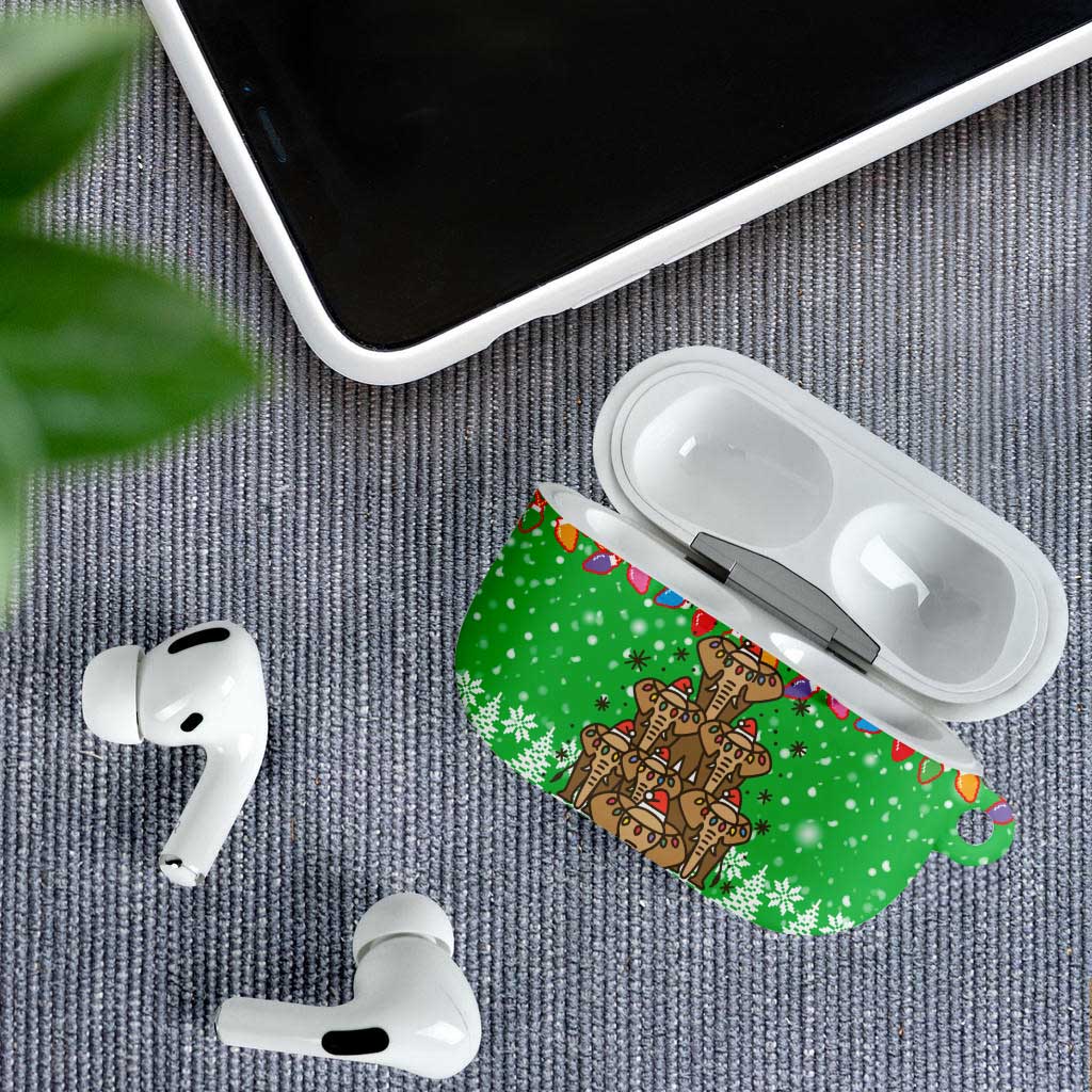 Mali Christmas AirPods Case with Cartoon Elephant Pyramid Snowflakes and Holiday Lights - Wonder Print Shop
