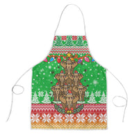Mali Christmas Apron with Cartoon Elephant Pyramid Snowflakes and Holiday Lights - Wonder Print Shop