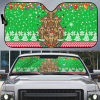 Mali Christmas Auto Sun Shade with Cartoon Elephant Pyramid Snowflakes and Holiday Lights - Wonder Print Shop