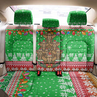 Mali Christmas Back Car Seat Cover with Cartoon Elephant Pyramid Snowflakes and Holiday Lights - Wonder Print Shop