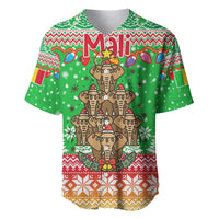 Mali Christmas Baseball Jersey with Cartoon Elephant Pyramid Snowflakes and Holiday Lights - Wonder Print Shop