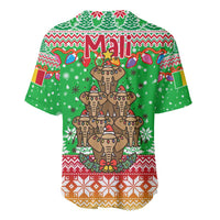 Mali Christmas Baseball Jersey with Cartoon Elephant Pyramid Snowflakes and Holiday Lights - Wonder Print Shop