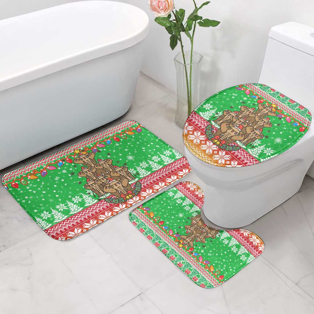 Mali Christmas Bathroom Set with Cartoon Elephant Pyramid Snowflakes and Holiday Lights - Wonder Print Shop