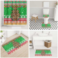 Mali Christmas Bathroom Set with Cartoon Elephant Pyramid Snowflakes and Holiday Lights - Wonder Print Shop