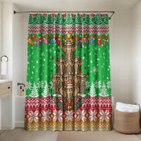 Mali Christmas Bathroom Set with Cartoon Elephant Pyramid Snowflakes and Holiday Lights - Wonder Print Shop