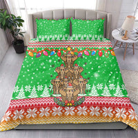 Mali Christmas Bedding Set with Cartoon Elephant Pyramid Snowflakes and Holiday Lights - Wonder Print Shop