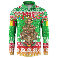 Mali Christmas Button Sweatshirt with Cartoon Elephant Pyramid Snowflakes and Holiday Lights - Wonder Print Shop