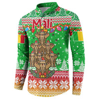 Mali Christmas Button Sweatshirt with Cartoon Elephant Pyramid Snowflakes and Holiday Lights - Wonder Print Shop