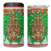 Mali Christmas 4 in 1 Can Cooler Tumbler with Cartoon Elephant Pyramid Snowflakes and Holiday Lights - Wonder Print Shop