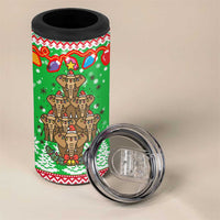 Mali Christmas 4 in 1 Can Cooler Tumbler with Cartoon Elephant Pyramid Snowflakes and Holiday Lights - Wonder Print Shop