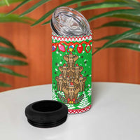 Mali Christmas 4 in 1 Can Cooler Tumbler with Cartoon Elephant Pyramid Snowflakes and Holiday Lights - Wonder Print Shop