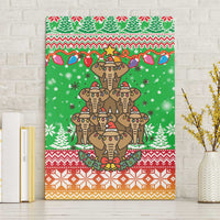 Mali Christmas Canvas Wall Art with Cartoon Elephant Pyramid Snowflakes and Holiday Lights - Wonder Print Shop