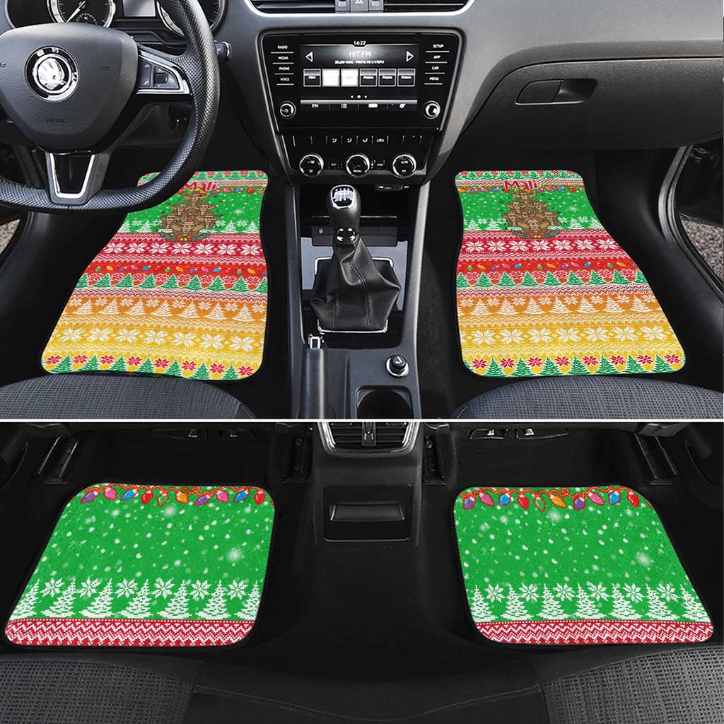 Mali Christmas Car Mats with Cartoon Elephant Pyramid Snowflakes and Holiday Lights - Wonder Print Shop