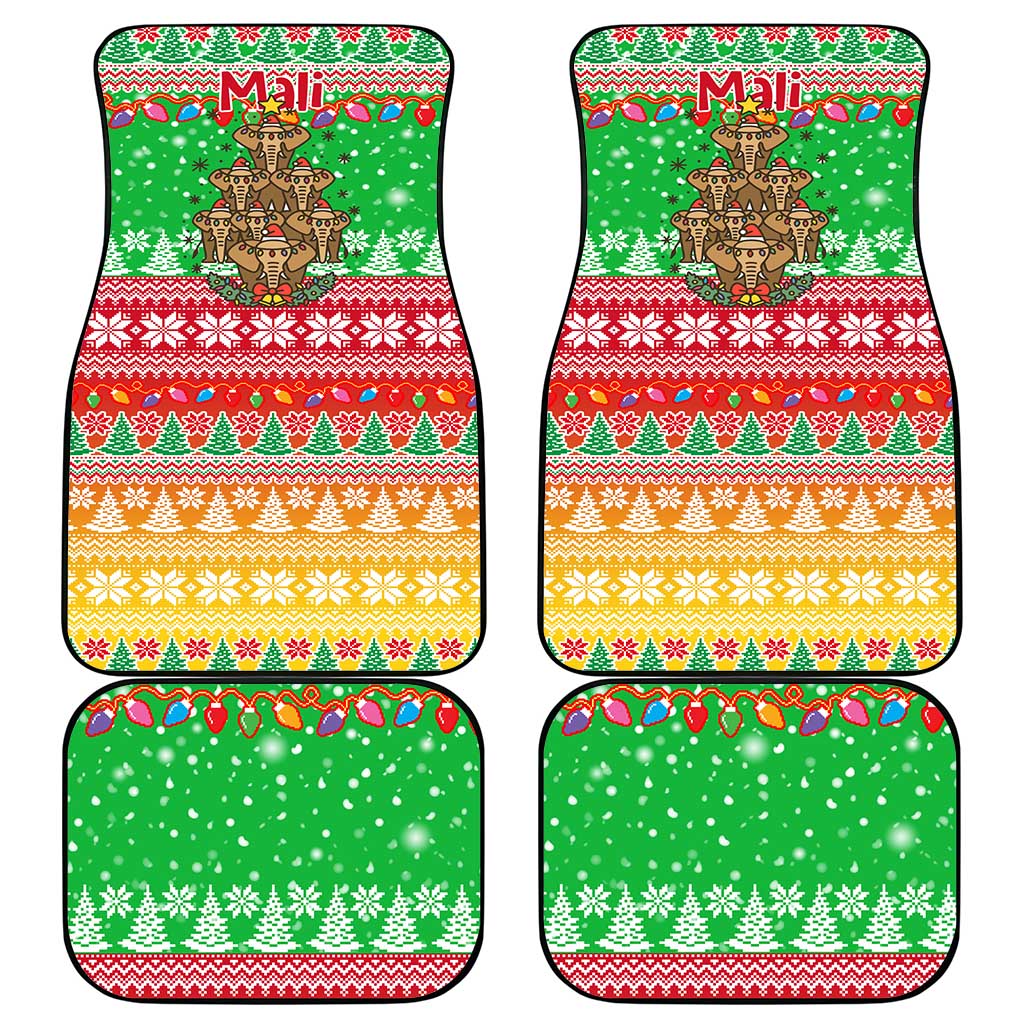 Mali Christmas Car Mats with Cartoon Elephant Pyramid Snowflakes and Holiday Lights - Wonder Print Shop