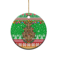 Mali Christmas Ceramic Ornament with Cartoon Elephant Pyramid Snowflakes and Holiday Lights - Wonder Print Shop