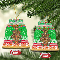 Mali Christmas Ceramic Ornament with Cartoon Elephant Pyramid Snowflakes and Holiday Lights - Wonder Print Shop