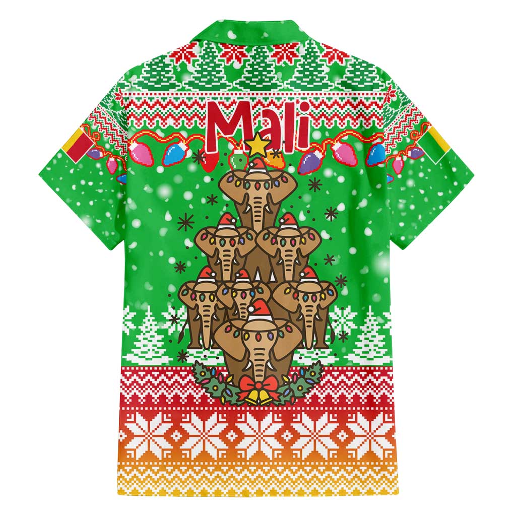 Mali Christmas Family Matching Puletasi and Hawaiian Shirt with Cartoon Elephant Pyramid Snowflakes and Holiday Lights - Wonder Print Shop