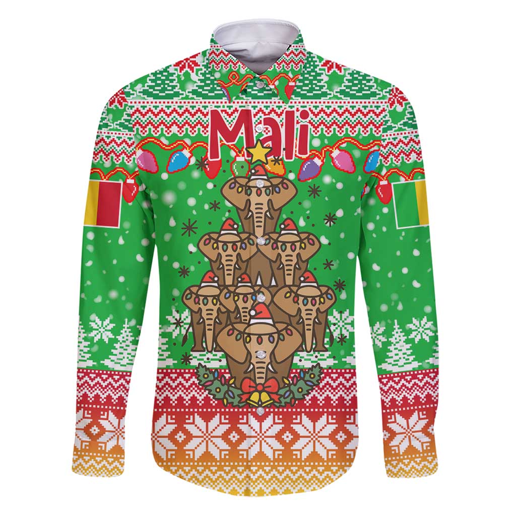 Mali Christmas Family Matching Puletasi and Hawaiian Shirt with Cartoon Elephant Pyramid Snowflakes and Holiday Lights - Wonder Print Shop