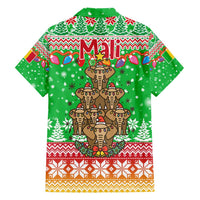 Mali Christmas Family Matching Short Sleeve Bodycon Dress and Hawaiian Shirt with Cartoon Elephant Pyramid Snowflakes and Holiday Lights - Wonder Print Shop