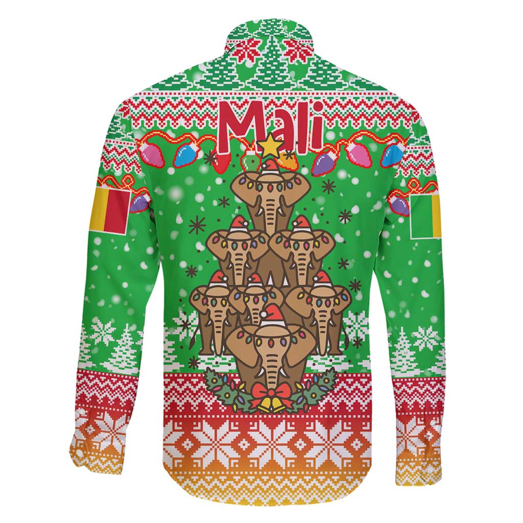 Mali Christmas Family Matching Summer Maxi Dress and Hawaiian Shirt with Cartoon Elephant Pyramid Snowflakes and Holiday Lights - Wonder Print Shop