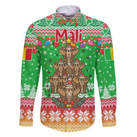 Mali Christmas Family Matching Tank Maxi Dress and Hawaiian Shirt with Cartoon Elephant Pyramid Snowflakes and Holiday Lights - Wonder Print Shop