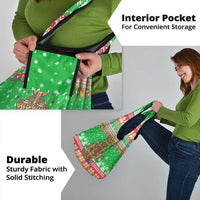 Mali Christmas Grocery Bag with Cartoon Elephant Pyramid Snowflakes and Holiday Lights - Wonder Print Shop