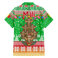 Mali Christmas Hawaiian Shirt with Cartoon Elephant Pyramid Snowflakes and Holiday Lights - Wonder Print Shop