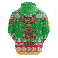 Mali Christmas Hoodie with Cartoon Elephant Pyramid Snowflakes and Holiday Lights - Wonder Print Shop
