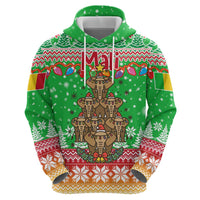 Mali Christmas Hoodie with Cartoon Elephant Pyramid Snowflakes and Holiday Lights - Wonder Print Shop