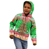 Mali Christmas Kid Hoodie with Cartoon Elephant Pyramid Snowflakes and Holiday Lights - Wonder Print Shop