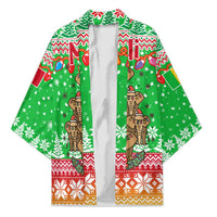 Mali Christmas Kimono with Cartoon Elephant Pyramid Snowflakes and Holiday Lights - Wonder Print Shop