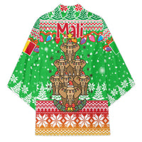 Mali Christmas Kimono with Cartoon Elephant Pyramid Snowflakes and Holiday Lights - Wonder Print Shop