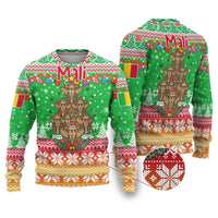Mali Christmas Ugly Christmas Sweater with Cartoon Elephant Pyramid Snowflakes and Holiday Lights - Wonder Print Shop