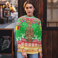 Mali Christmas Ugly Christmas Sweater with Cartoon Elephant Pyramid Snowflakes and Holiday Lights - Wonder Print Shop