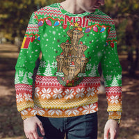 Mali Christmas Ugly Christmas Sweater with Cartoon Elephant Pyramid Snowflakes and Holiday Lights - Wonder Print Shop