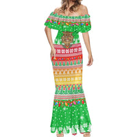 Mali Christmas Mermaid Dress with Cartoon Elephant Pyramid Snowflakes and Holiday Lights - Wonder Print Shop